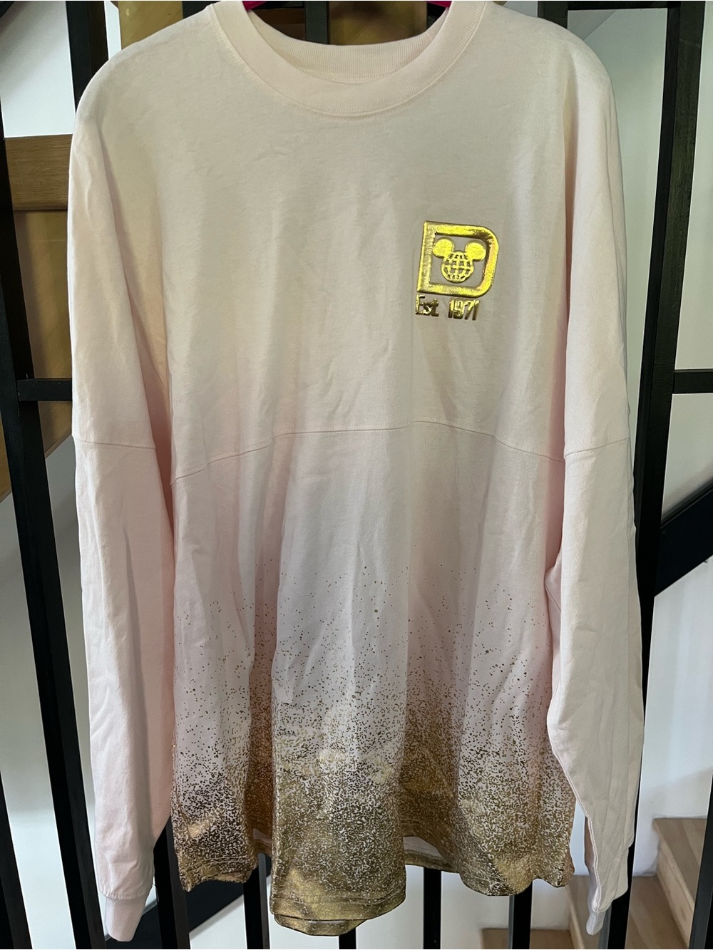 NWT Walt Disney World Pink and Gold Ombre Splatter Spirit Jersey Sz XL